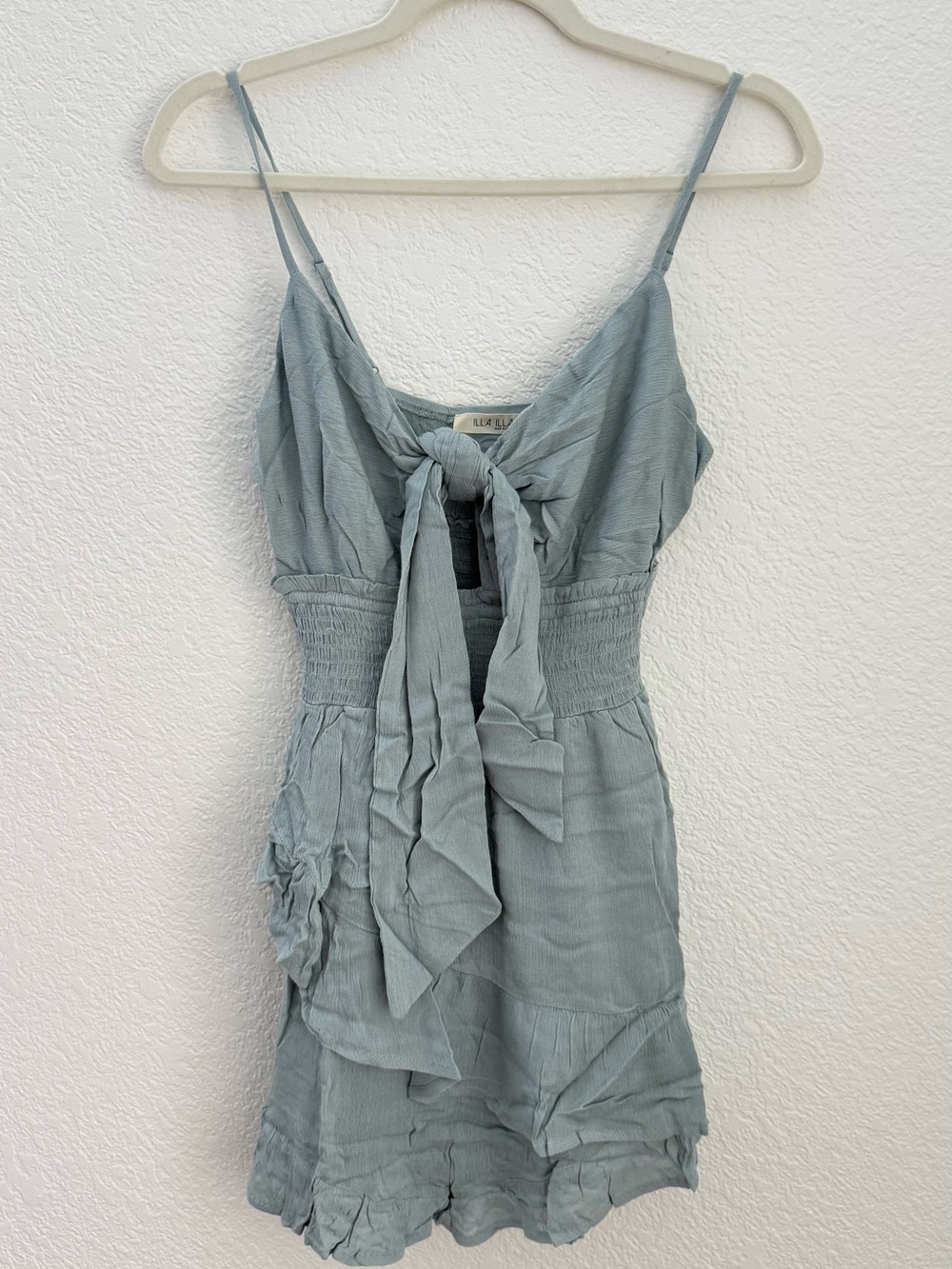 ILLA ILLA Dusty Blue Tie-Front Mini Dress